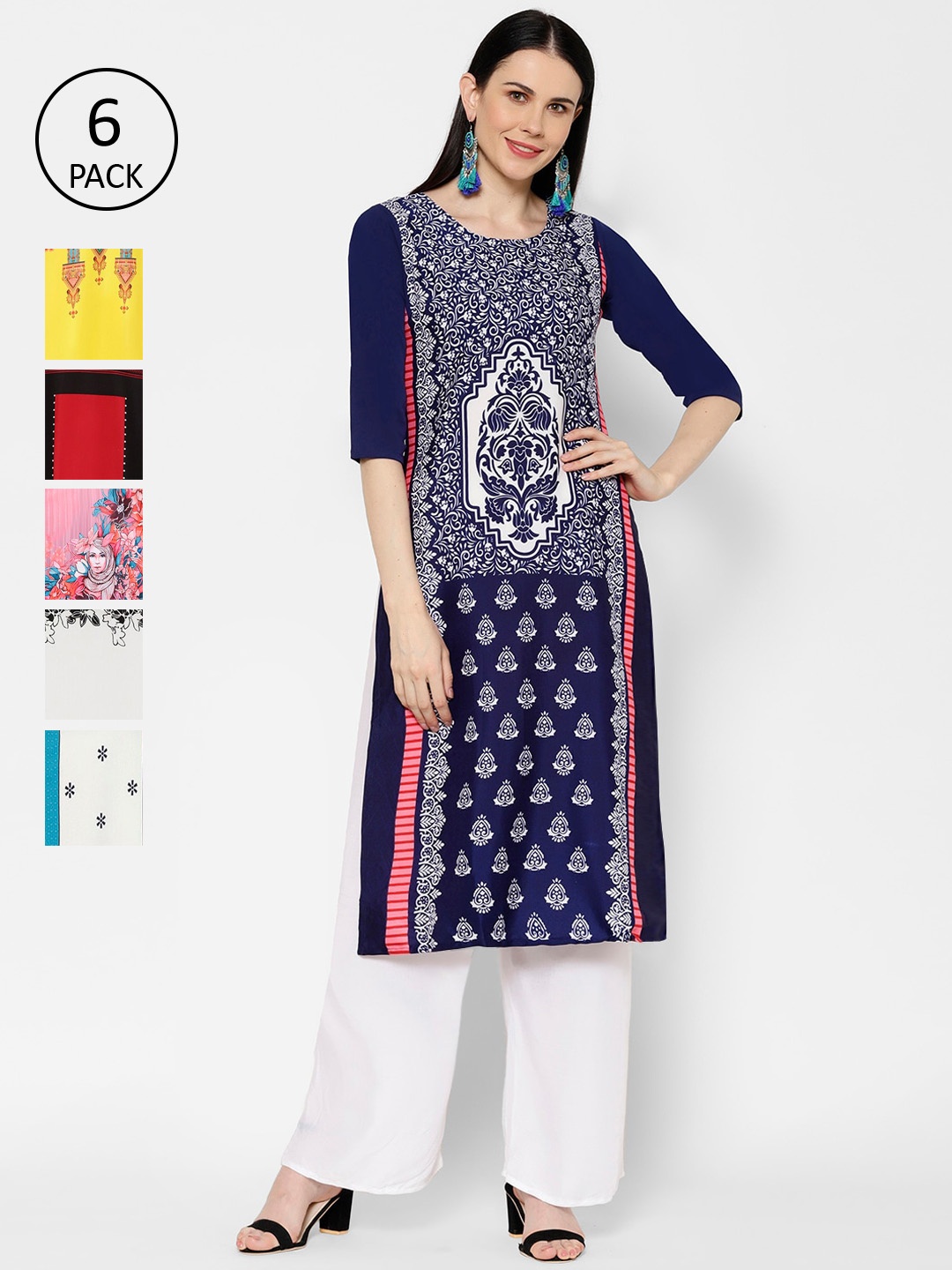 7Threads Women Multicoloured Printed Straight Kurta, Multi