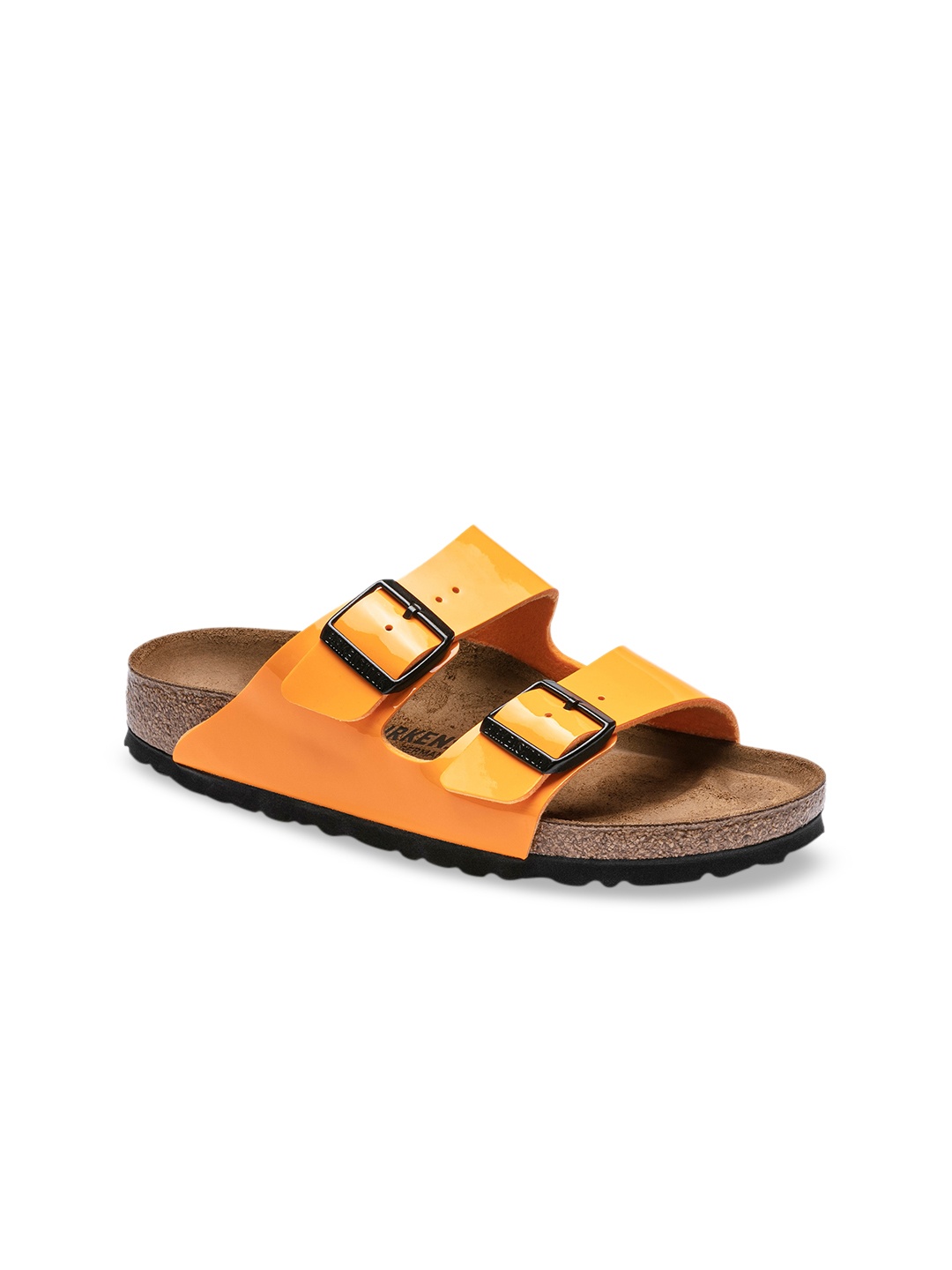 Birkenstock Women Orange Solid Arizona Narrow Width Flats
