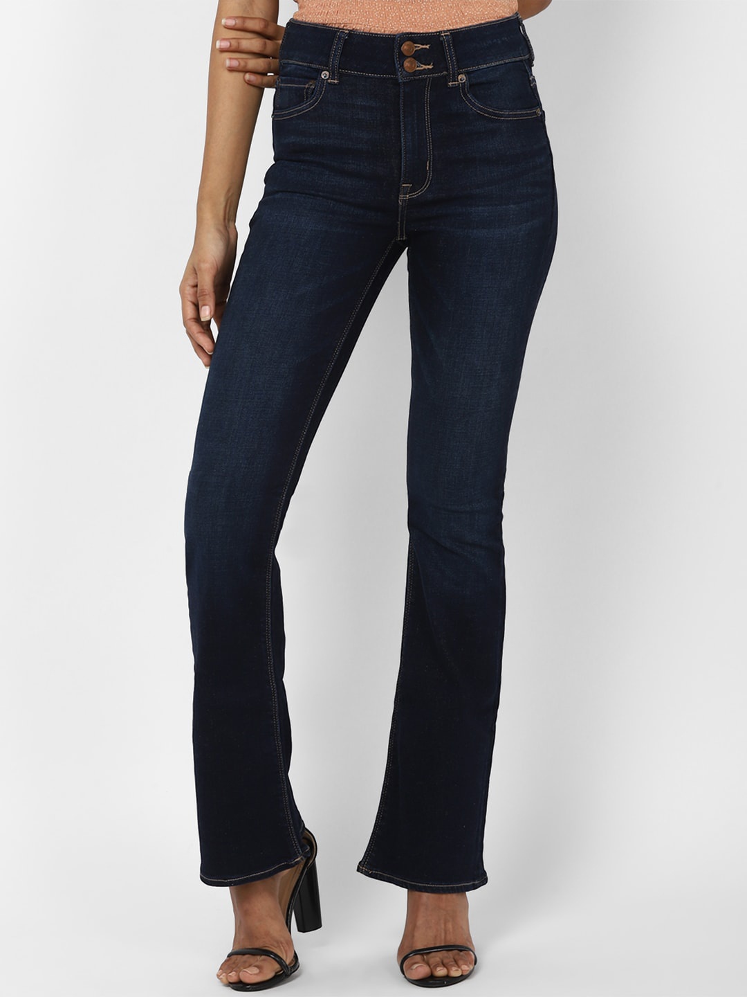 AMERICAN EAGLE OUTFITTERS Women Navy Blue Bootcut Mid-Rise Clean Look Stretchable Jeans