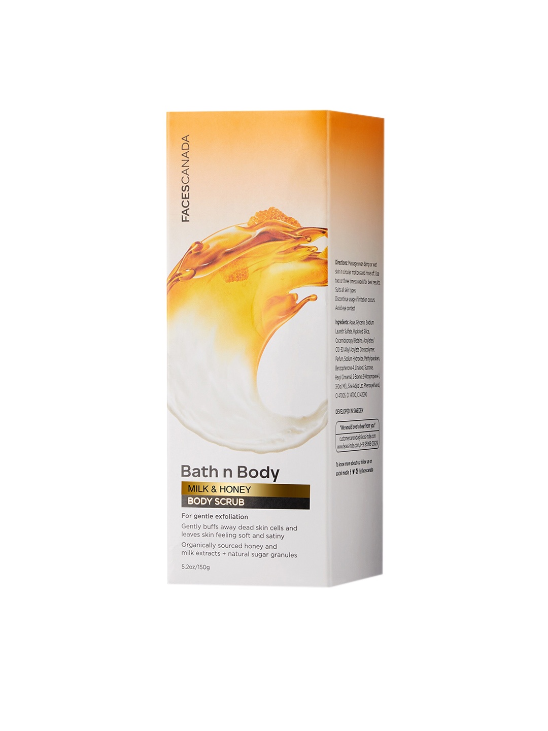 FACES CANADA Unisex Bath N BODY Milk & Honey Body Scrub 150g, White