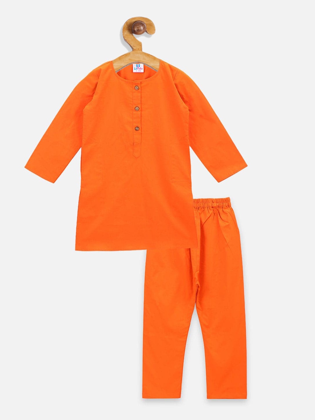 LilPicks Boys Orange Solid Kurta with Pyjamas