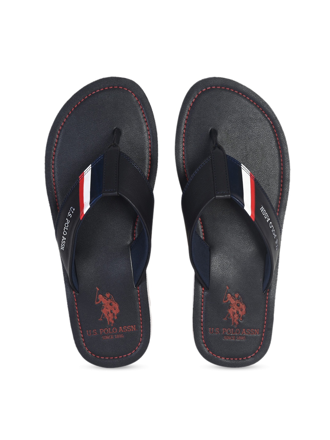 U.S. Polo Assn. Men Navy Blue Solid Thong Flip-Flops