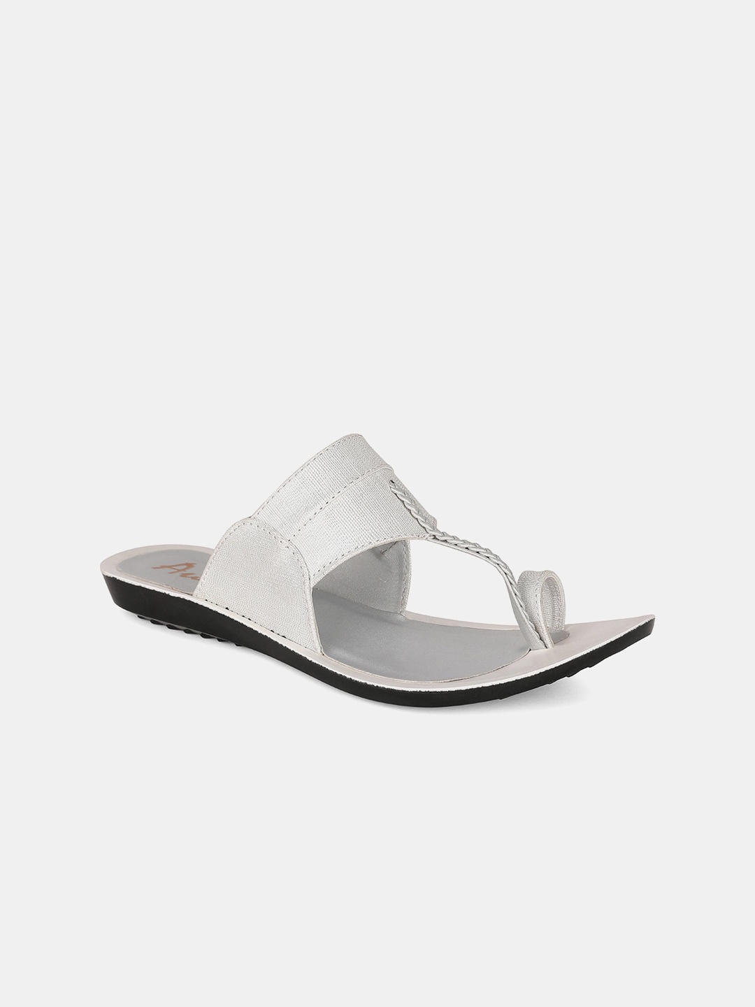 AURELIA Women Silver-Toned Solid One Toe Flats