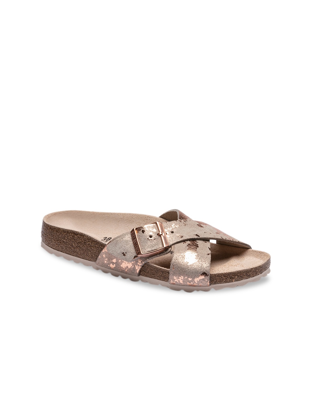 Birkenstock Women Siena Ii Copper-Toned Printed Suede Narrow Width Flats