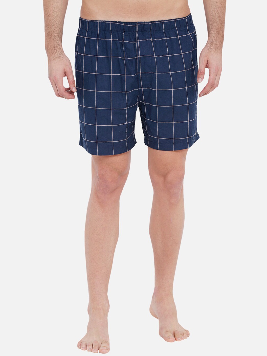 XYXX Men Super Combed Cotton Checkered Checkmate Boxer XYBOX26, Navy blue