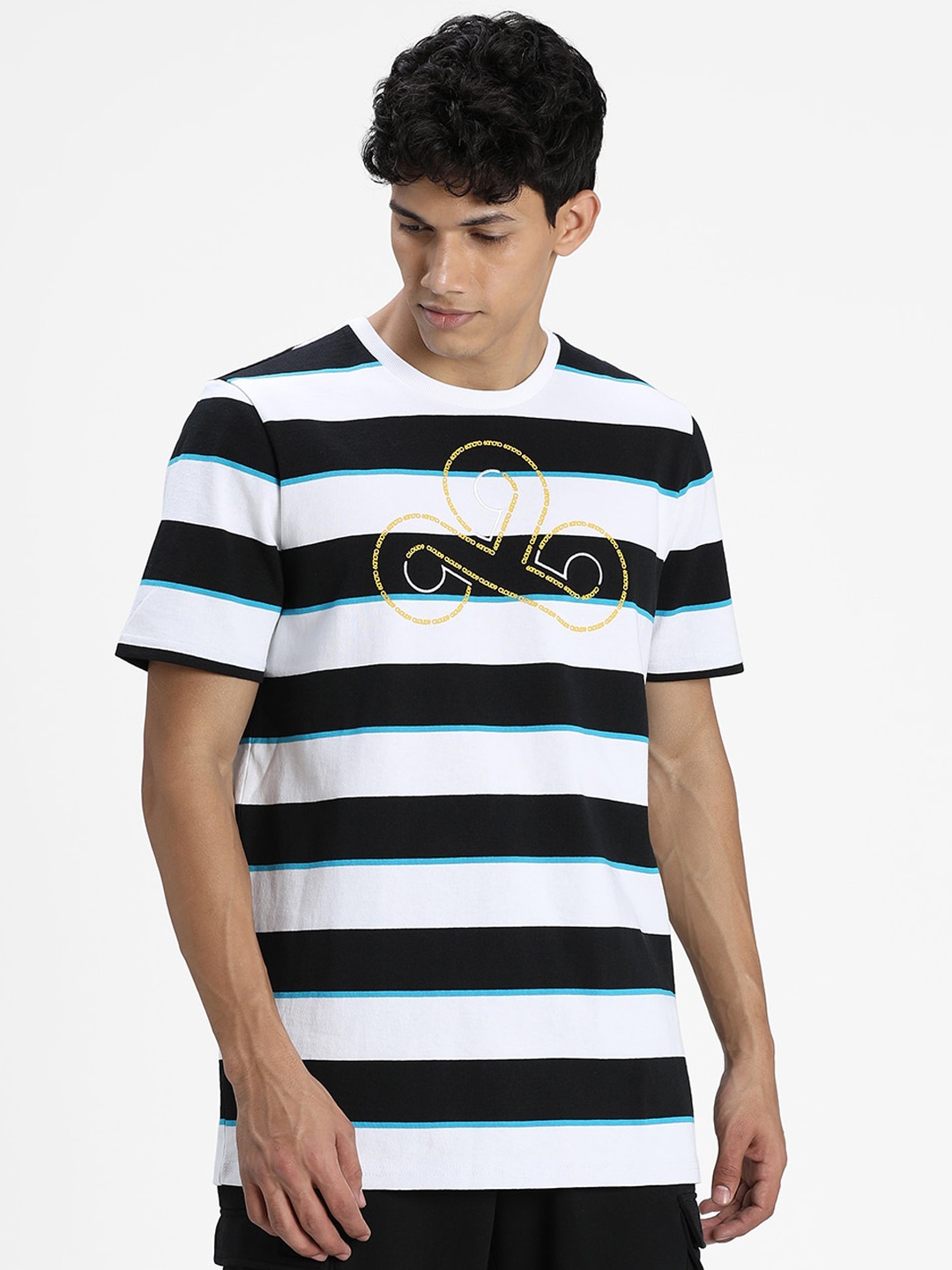 Puma Men Black CLD9 Disconnect Striped T-shirt