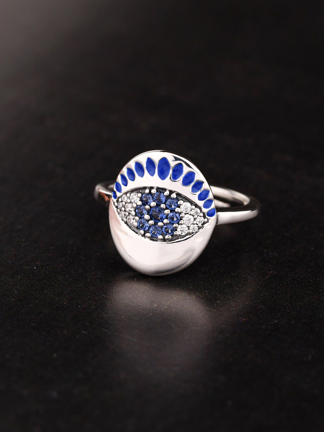 TALISMAN Rhodium-Plated Silver-Toned & Blue Classic Evil Eye Protection Adjustable Ring
TALISMAN Rhodium-Plated Silver-Toned & Blue Classic Evil Eye Protection Adjustable Ring