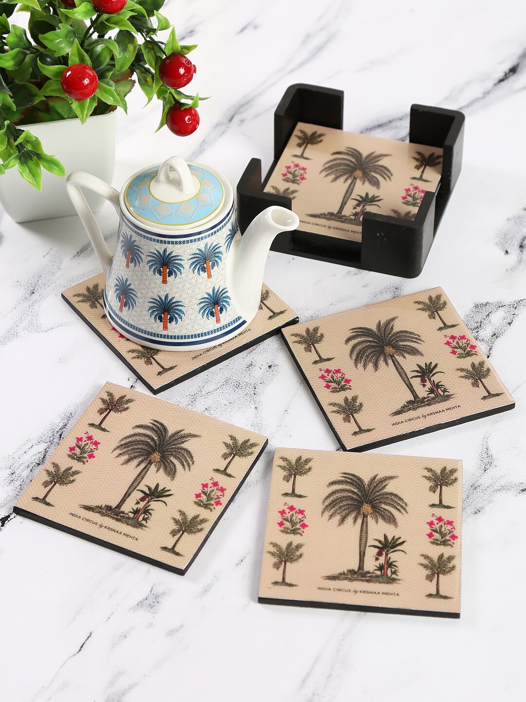 India Circus by Krsnaa Mehta Set of 6 Beige & Brown Chevron Palms Printed MDF Table Coaster
India Circus by Krsnaa Mehta Set of 6 Beige & Brown Chevron Palms Printed MDF Table Coaster