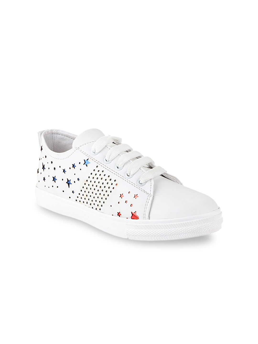 Shoetopia Women White Textured Sneakers