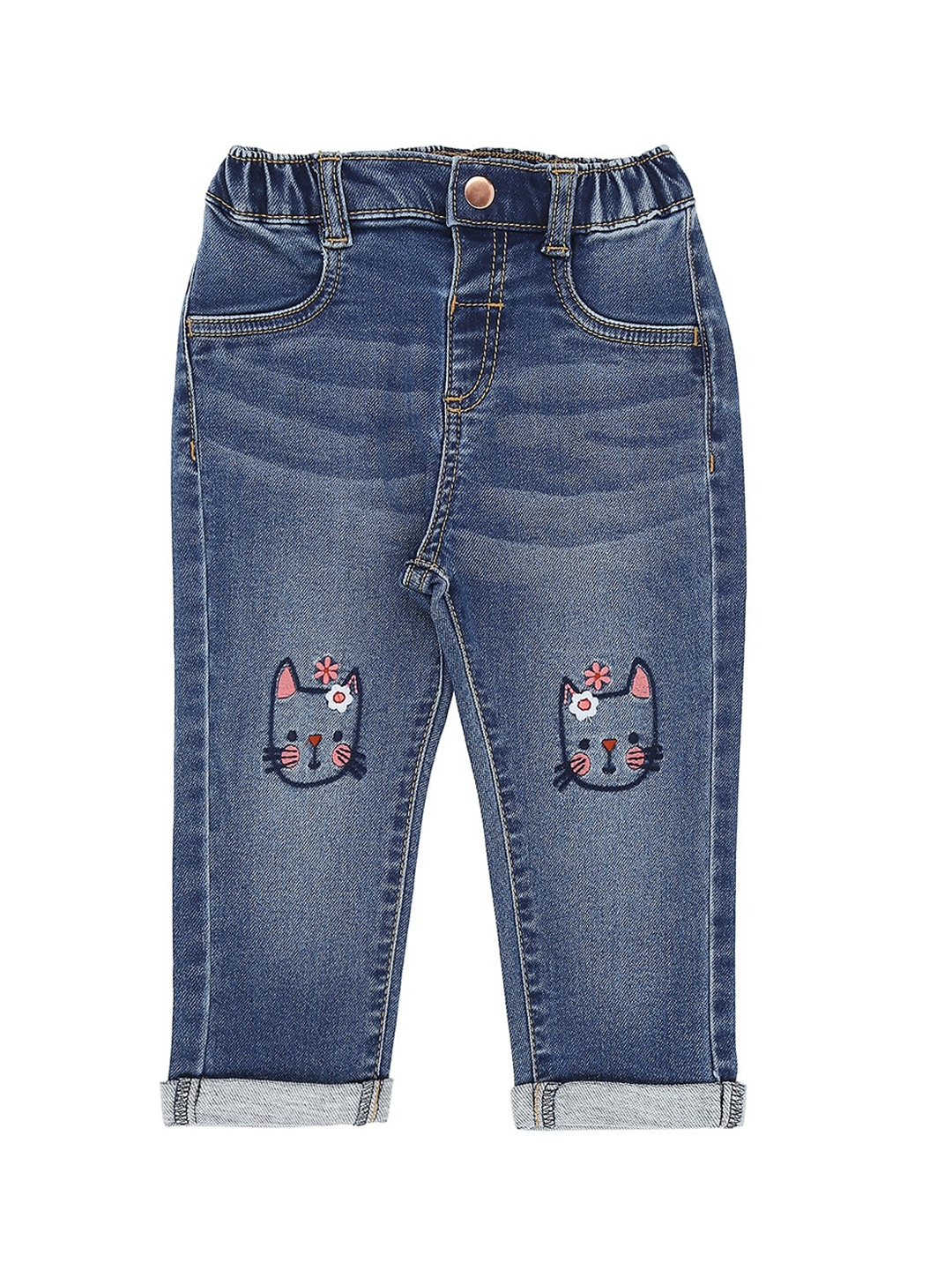 Pantaloons Baby Girls Blue Regular Fit Mid-Rise Clean Look Stretchable Jeans
