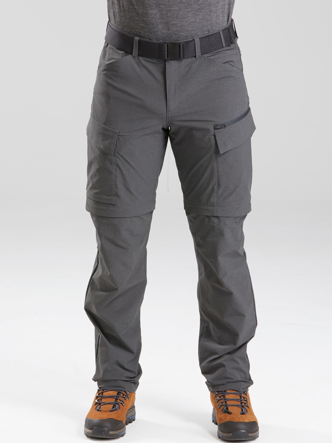 FORCLAZ By Decathlon Men Grey Regular Fit Trekking Convertible Hiking and Trekking Trousers