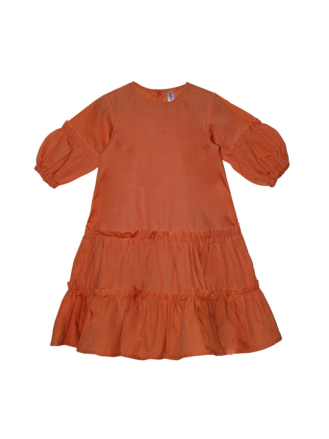 KiddoPanti Girls Brown Solid A-Line Dress