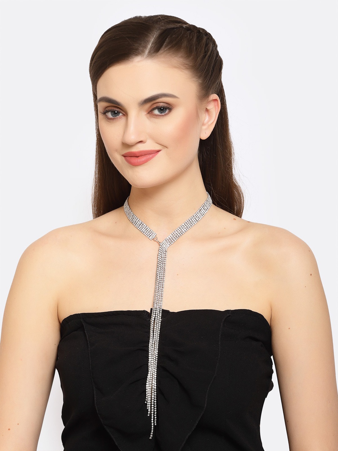 AVANT-GARDE PARIS Rhodium-Plated Silver-Toned & White Crystal Studded Choker Necklace
AVANT-GARDE PARIS Rhodium-Plated Silver-Toned & White Crystal Studded Choker Necklace