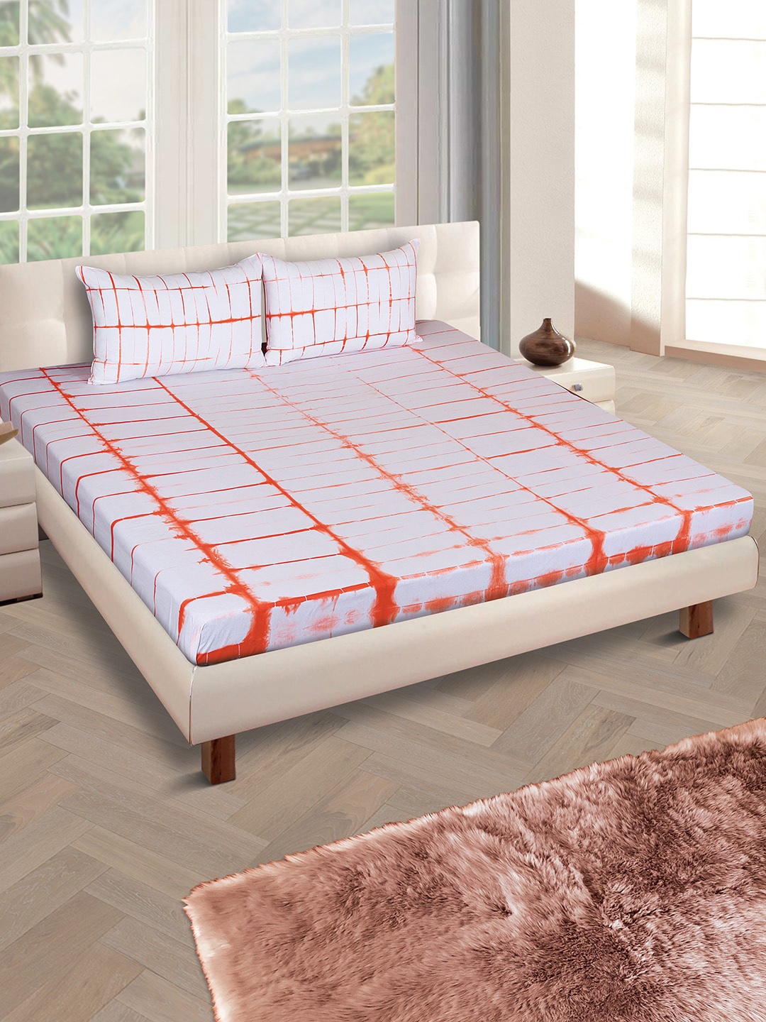 ROMEE White & Orange Printed 300 TC Cotton Double King Bedsheet With 2 Pillow Covers
ROMEE White & Orange Printed 300 TC Cotton Double King Bedsheet With 2 Pillow Covers