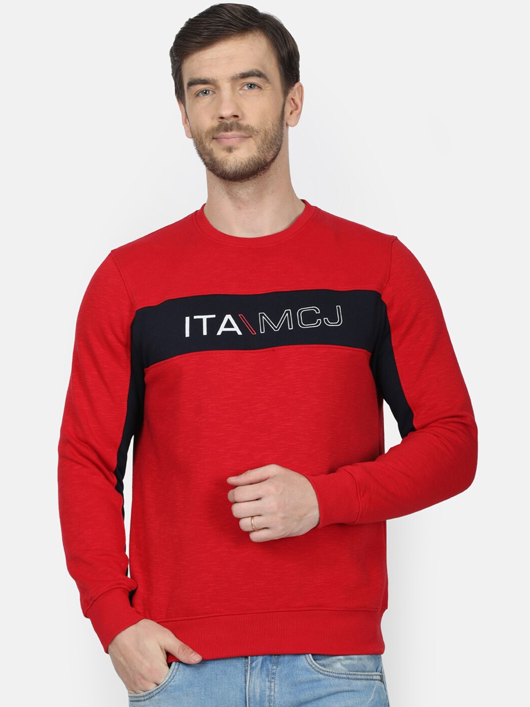 Monte Carlo Men Red Printed Sweatshirt