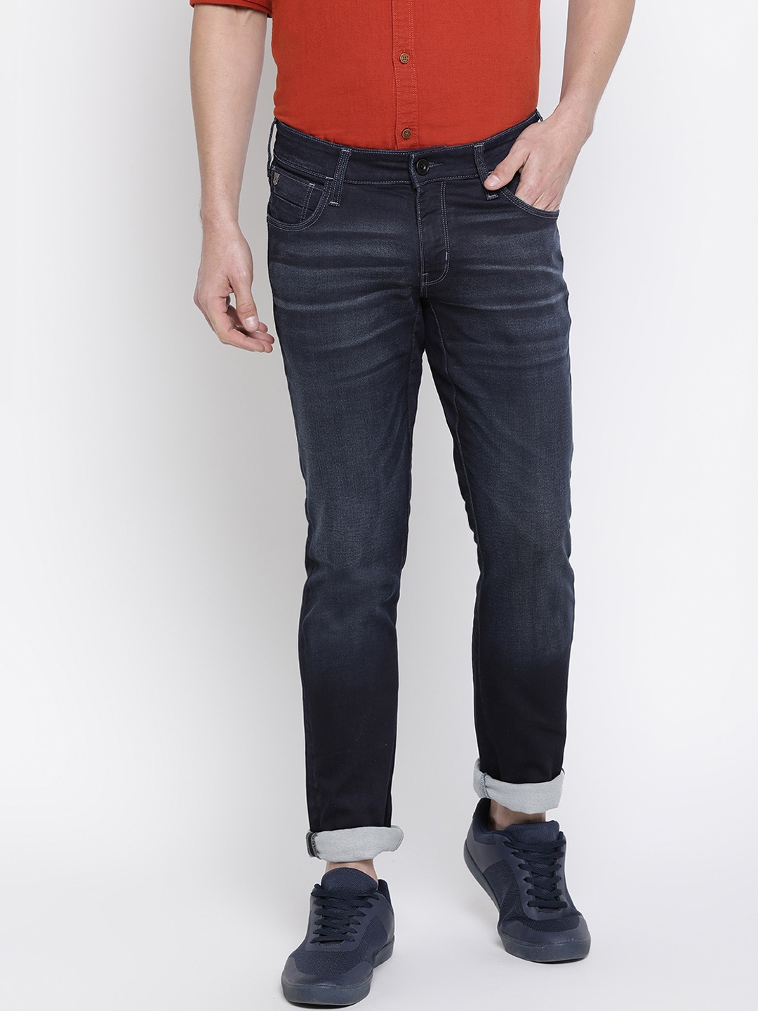 Wrangler Men Navy Blue Slim Fit Jeans