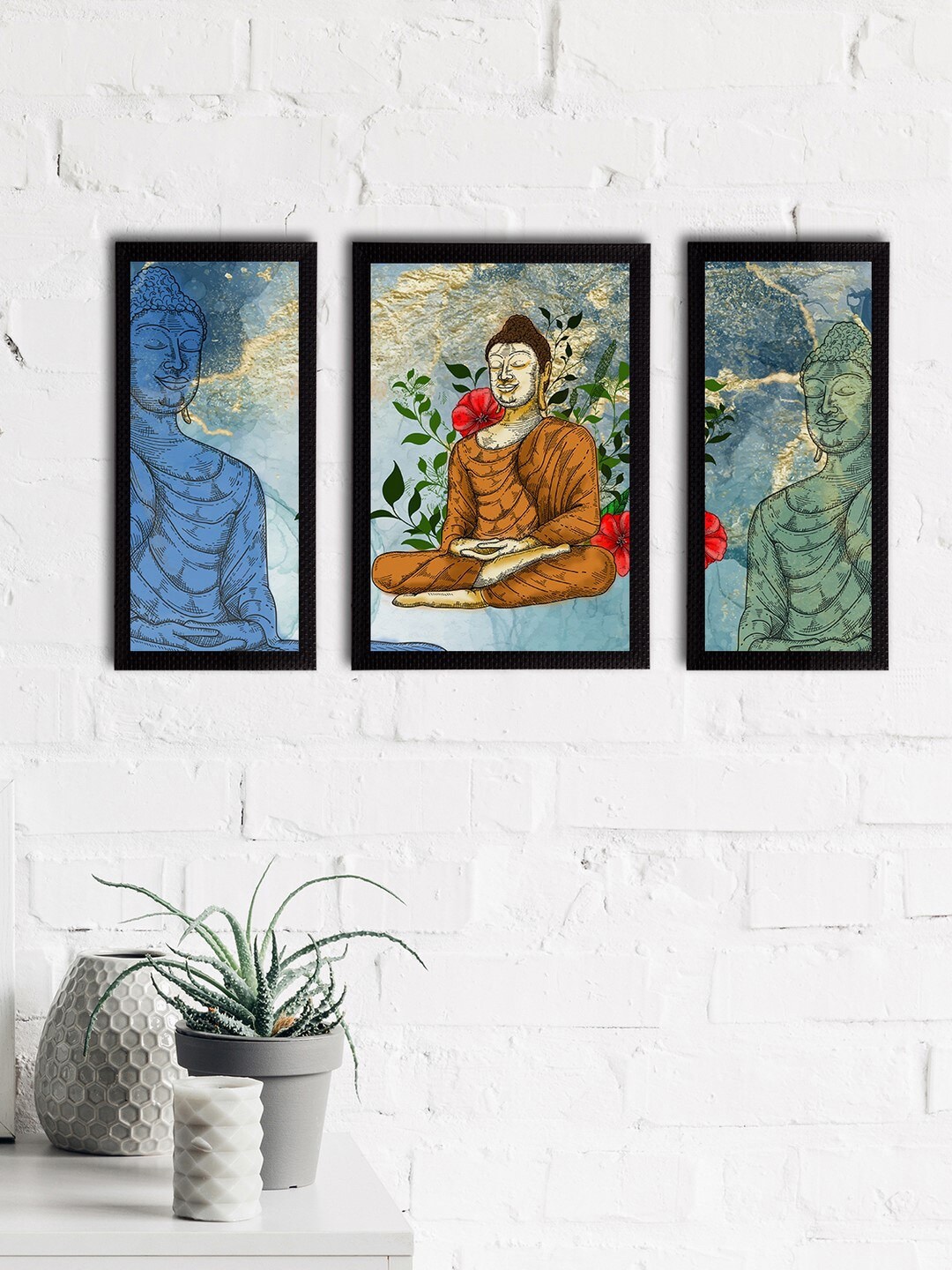 eCraftIndia Set of 3 Blue & Orange Meditating Lord Buddha Satin Matt Textured UV Wall Paintings
eCraftIndia Set of 3 Blue & Orange Meditating Lord Buddha Satin Matt Textured UV Wall Paintings