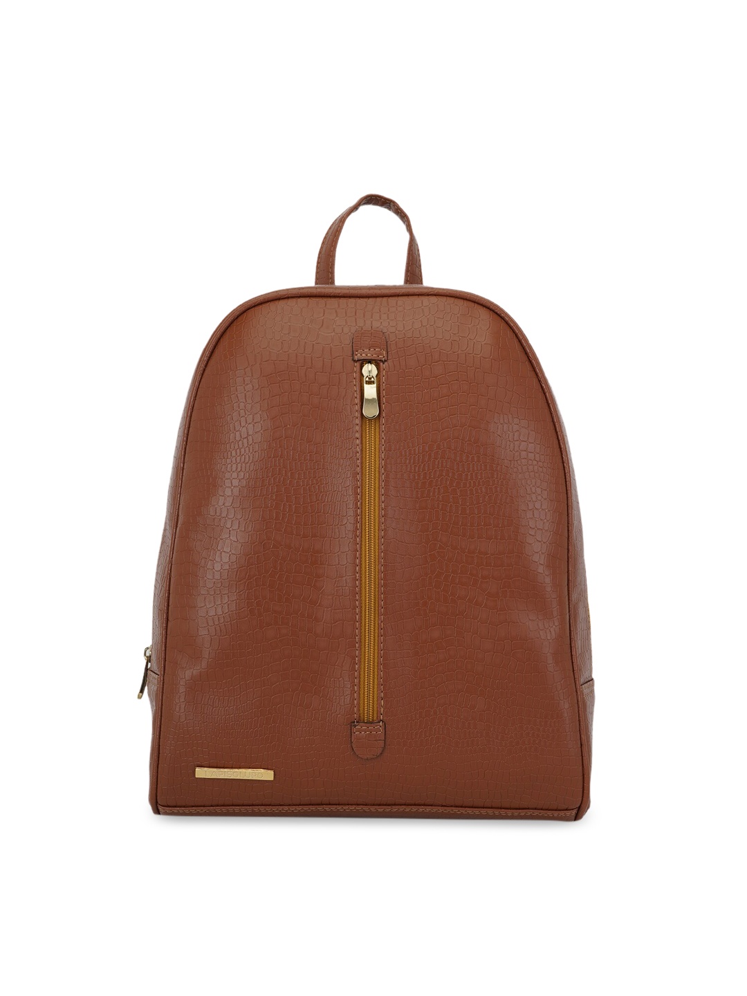 Lapis O Lupo Women Tan Brown Textured Leather Backpack