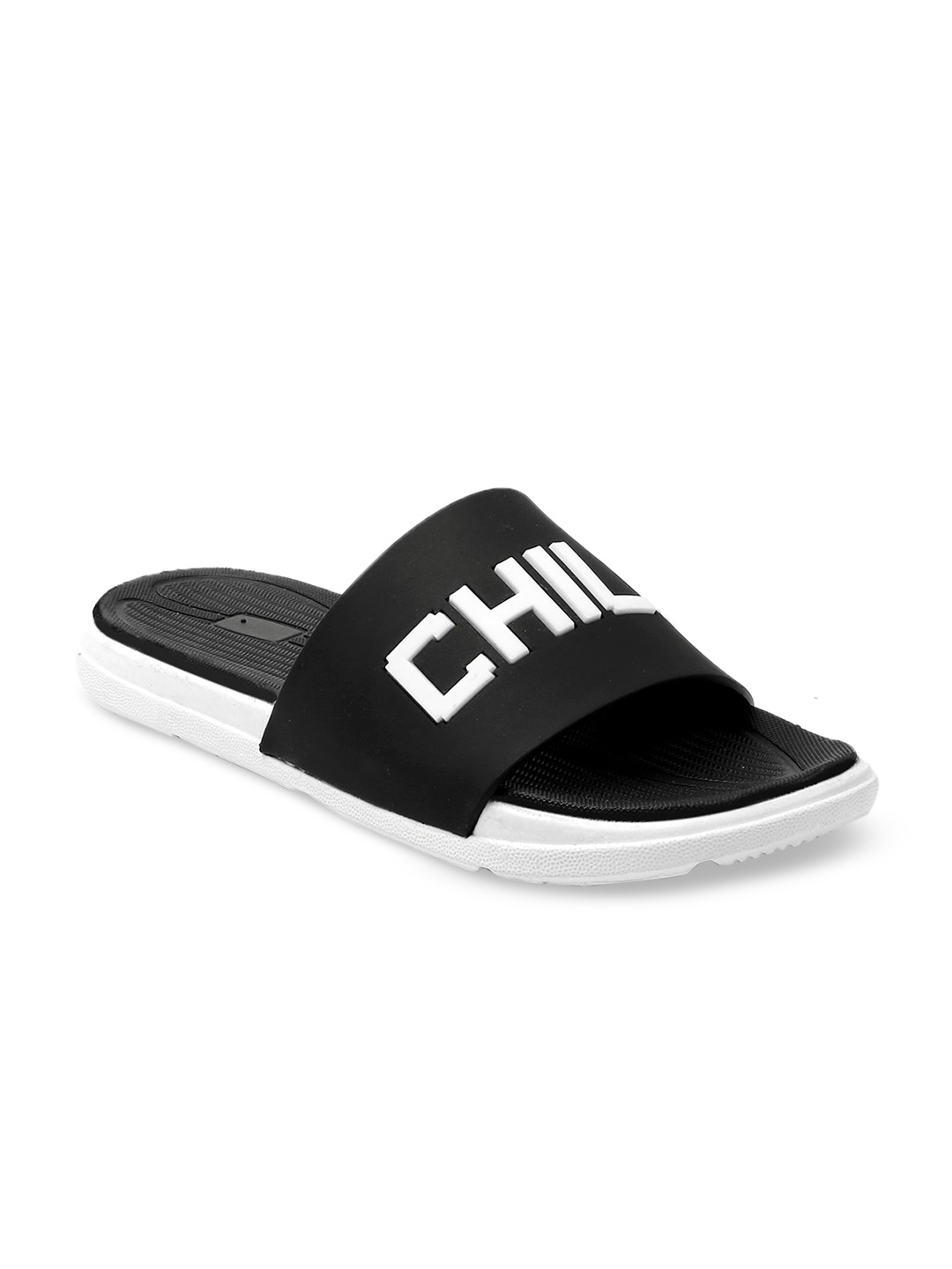 bacca bucci Men Black & White Printed Sliders