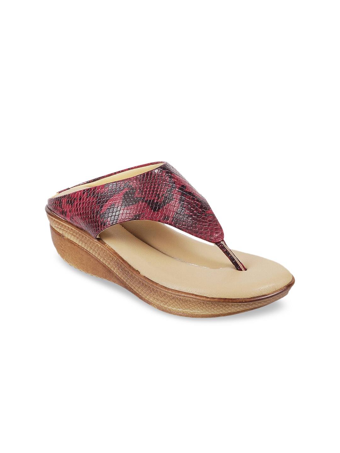 WALKWAY by Metro Women Maroon Textured Sandals