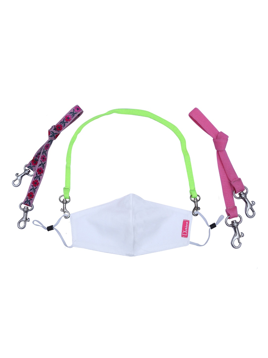 DChica Kids White 2-Ply Reusable Cloth Mask with 3 Lanyards
