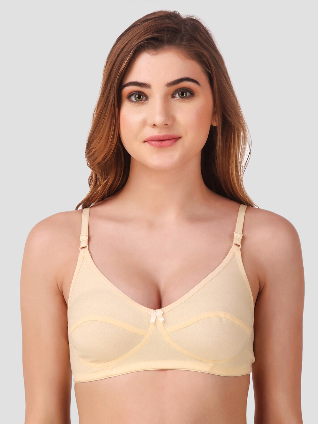 Fasense Cream-Colour Solid Non-Padded Non-Wired Everyday Bra BV004E