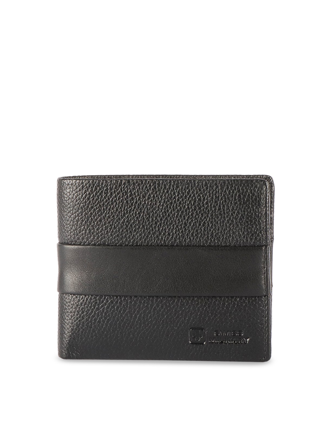 SWISS MILITARY Men Black Textured Two Fold Genuine Leather Wallet