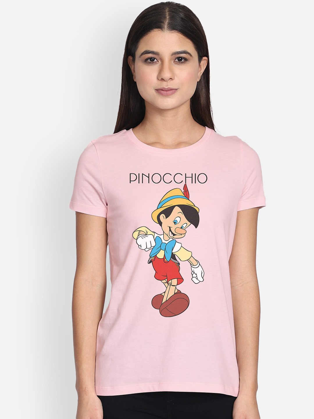 Free Authority Mickey Friends Print Pink Tshirt for Women