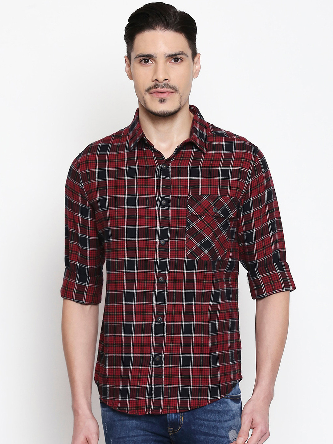 Mufti Men Maroon & Black Slim Fit Checked Casual Shirt
Mufti Men Maroon & Black Slim Fit Checked Casual Shirt