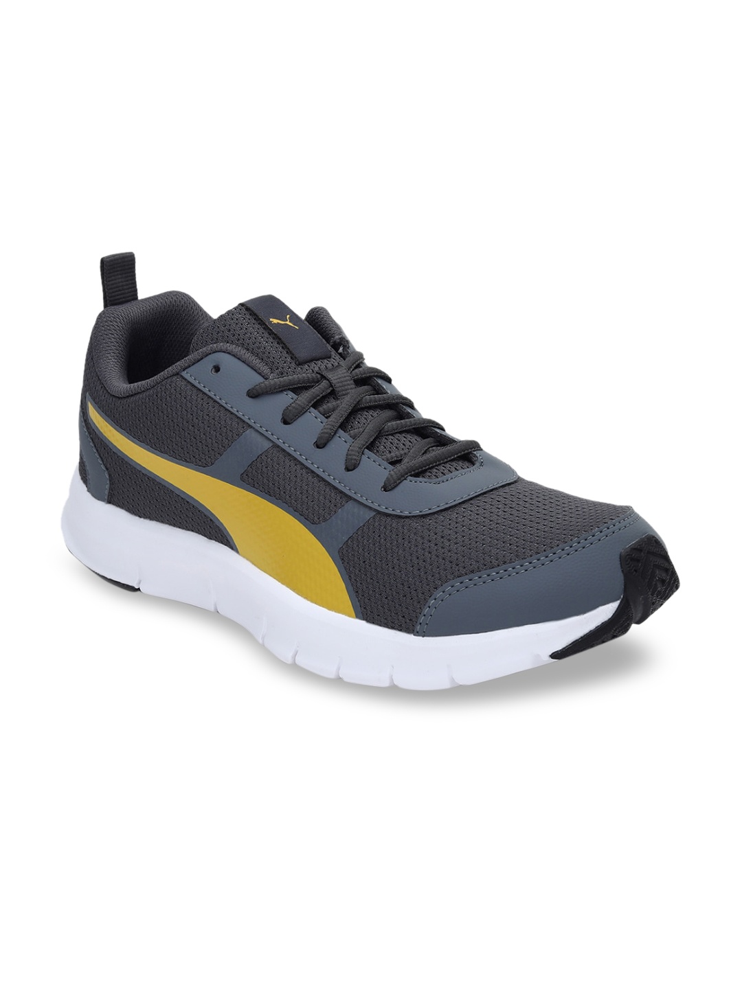 Puma Men Grey Yellow Mesh Dash Sneakers