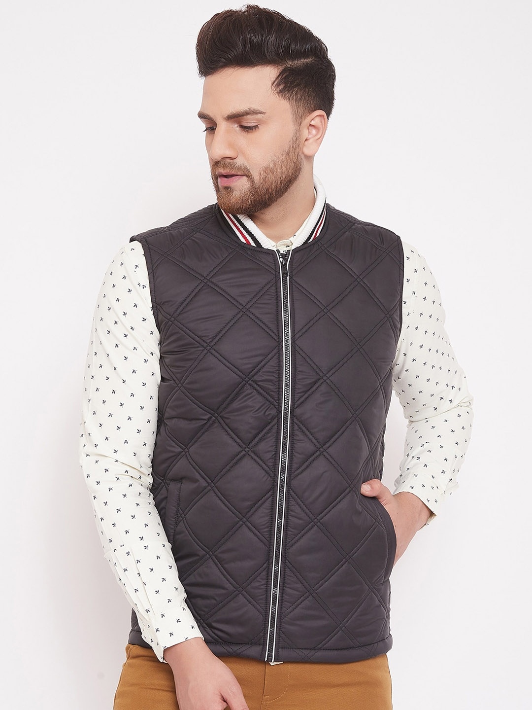 Canary London Men Black Striped Quilted Jacket