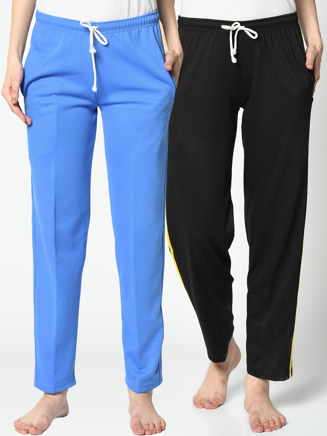 VIMAL JONNEY Women Pack of 2 Solid Track Pants, Multi