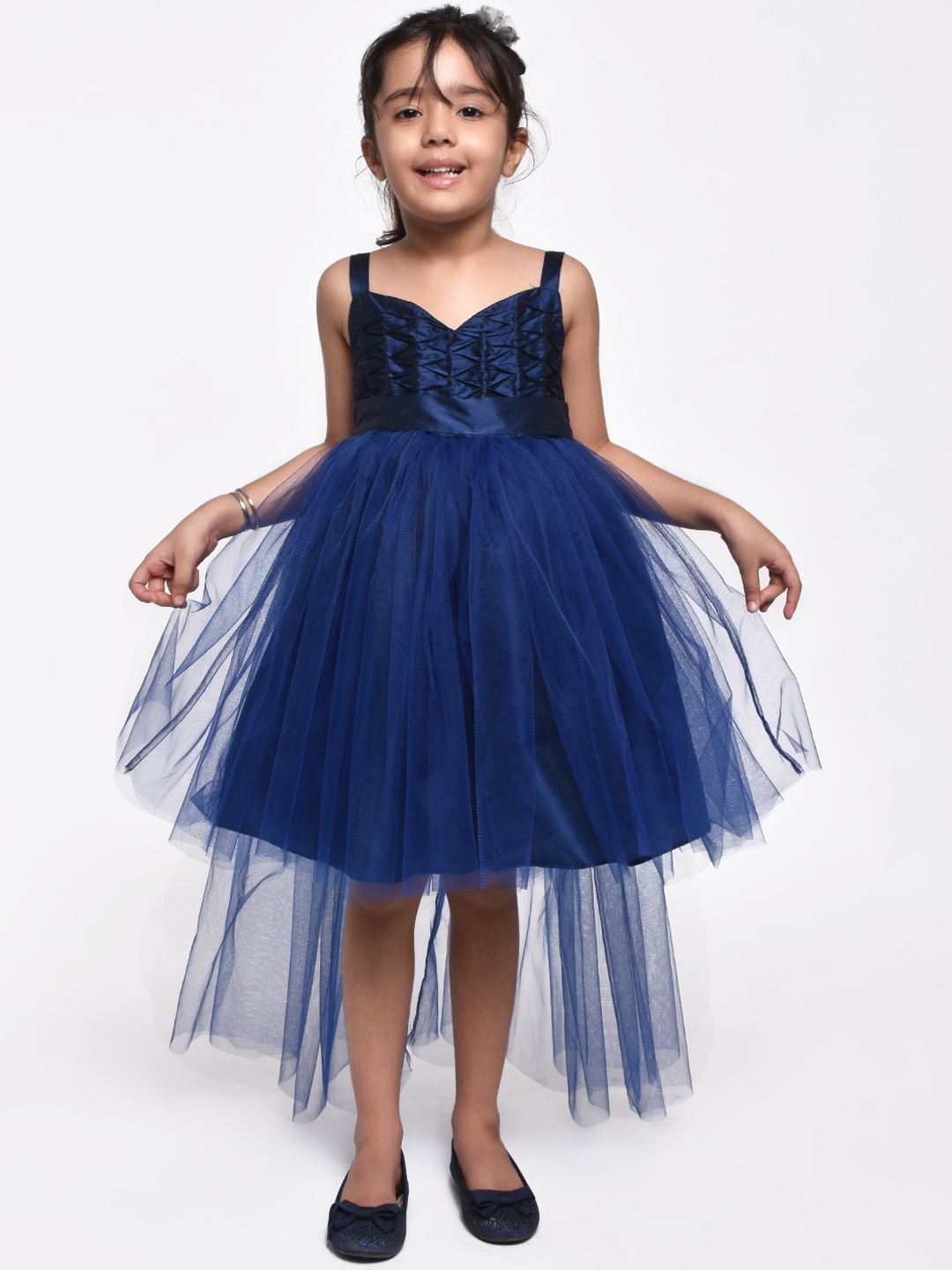 Jelly Jones Girls Navy Blue Embellished Fit and Flare Dress