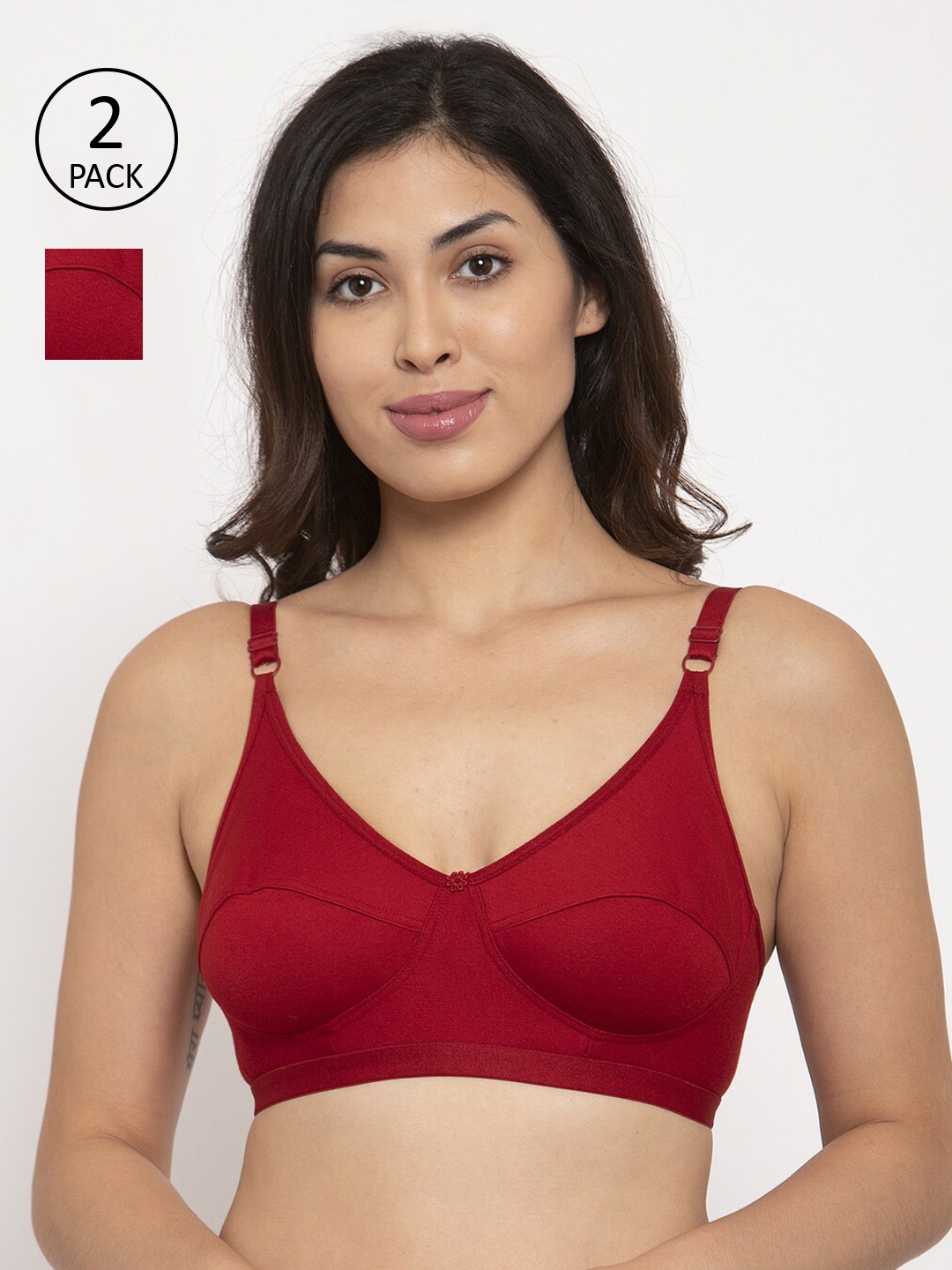 Innocence Pack Of 2 Maroon Solid Non-Padded Full Coverage Everyday Bras BBAPLIN90575_28B
Innocence Pack Of 2 Maroon Solid Non-Padded Full Coverage Everyday Bras BBAPLIN90575_28B