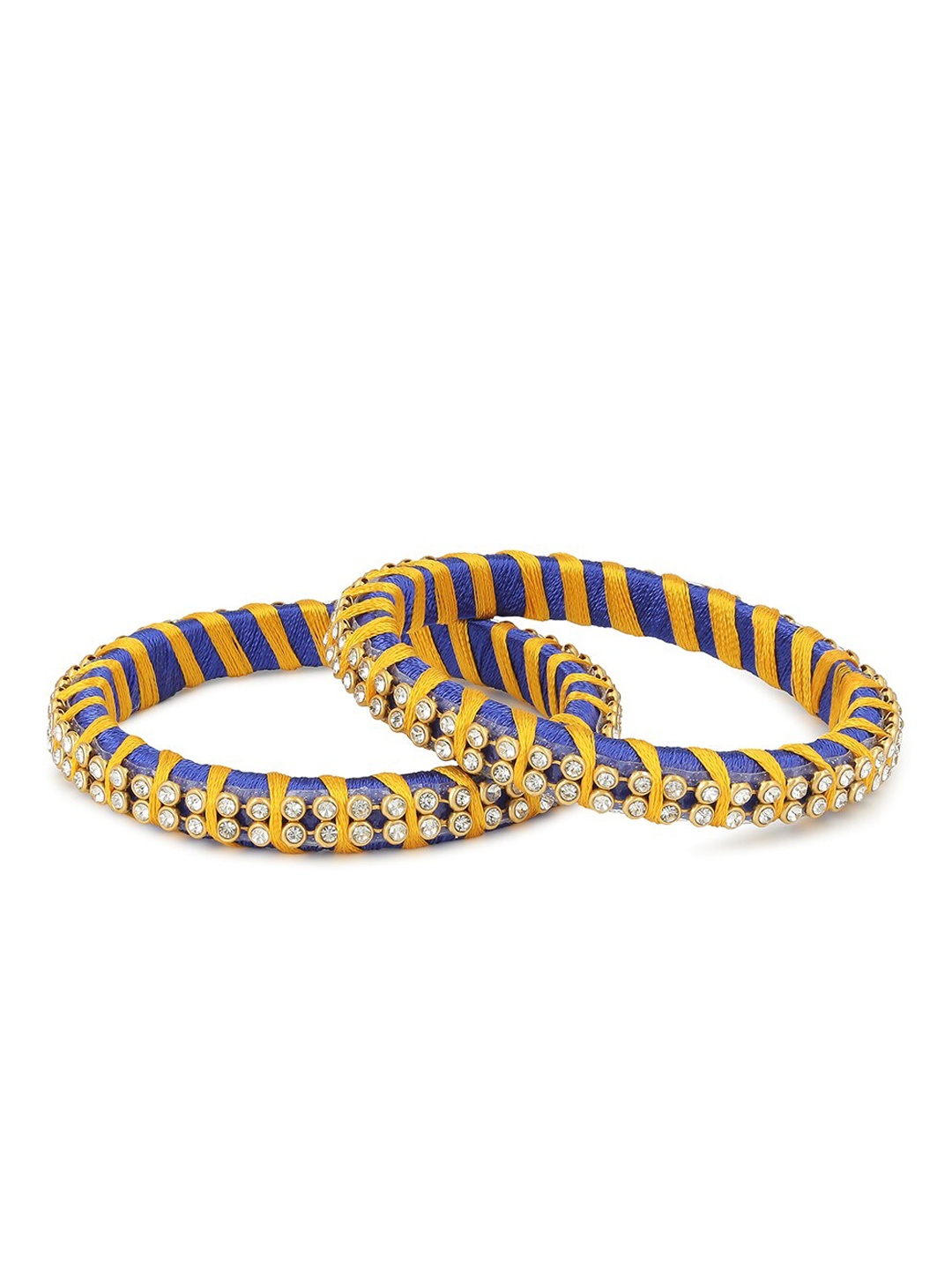 AKSHARA Set of 2 Navy Blue & Yellow Thread Work & Artificial Stones and Beads Studded Handcrafted Bangles
AKSHARA Set of 2 Navy Blue & Yellow Thread Work & Artificial Stones and Beads Studded Handcrafted Bangles