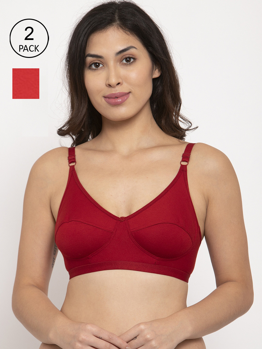 Innocence Pack Of 2 Maroon & Red Solid Non- Padded Non-Wired Everyday Bra BBAPLIN90579 
Innocence Pack Of 2 Maroon & Red Solid Non- Padded Non-Wired Everyday Bra BBAPLIN90579