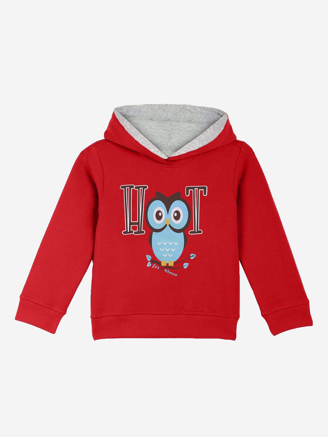 Naughty Ninos Girls Red Printed Hooded Sweatshirt