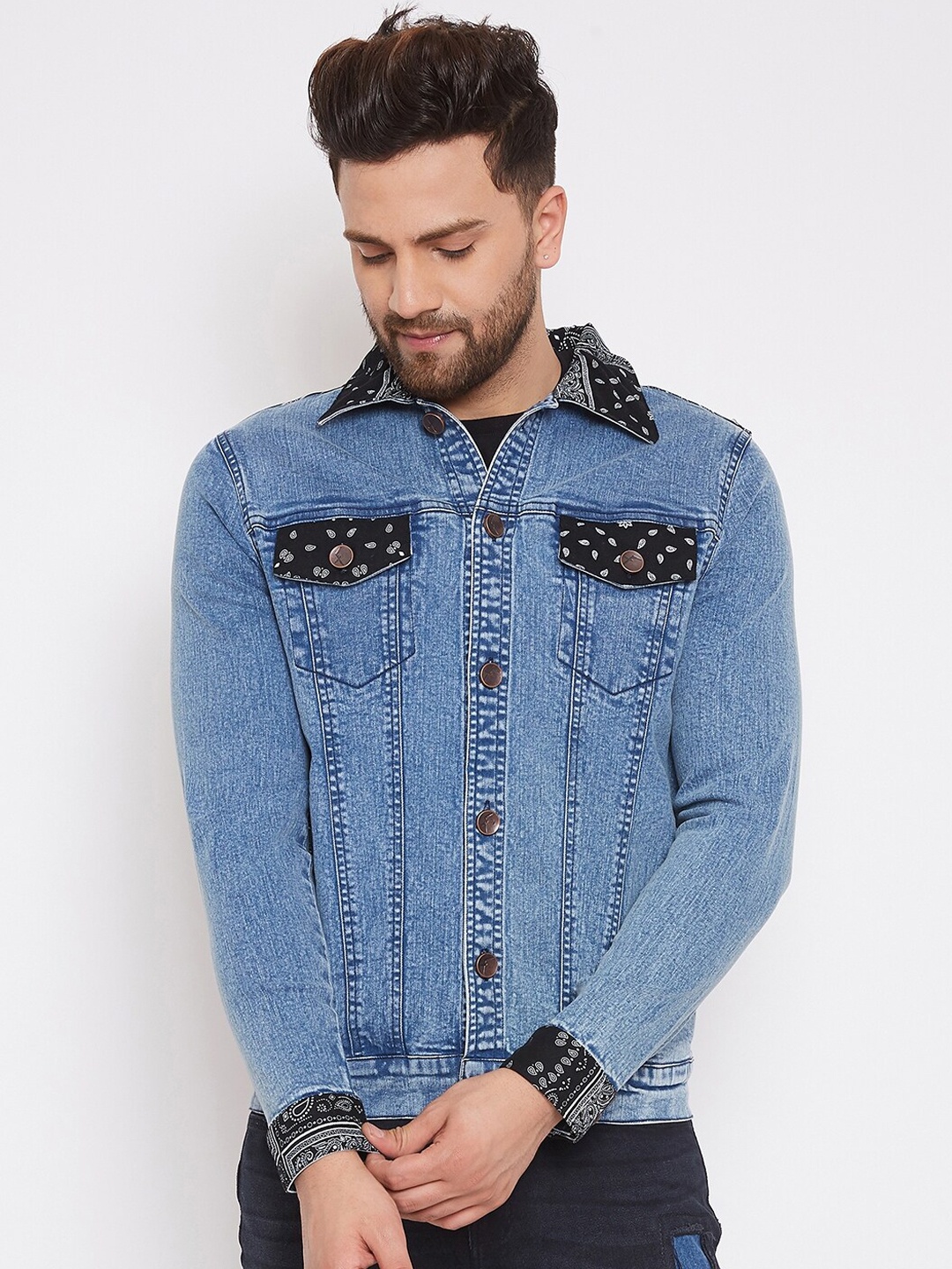 FUGAZEE Men Blue Solid Denim Jacket