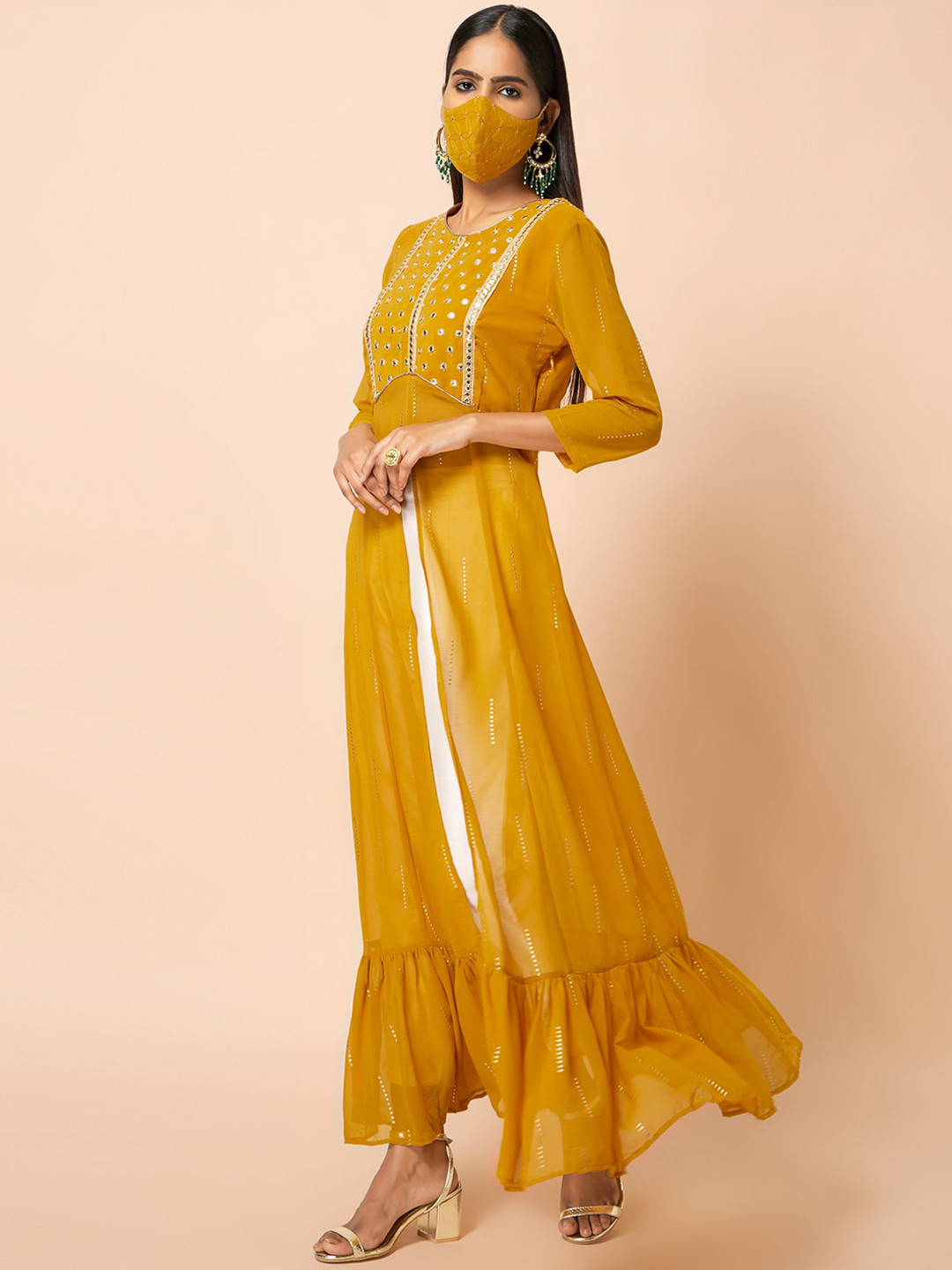 INDYA Women Yellow Ethnic 2 Ply Reusable Mask 
INDYA Women Yellow Ethnic 2 Ply Reusable Mask