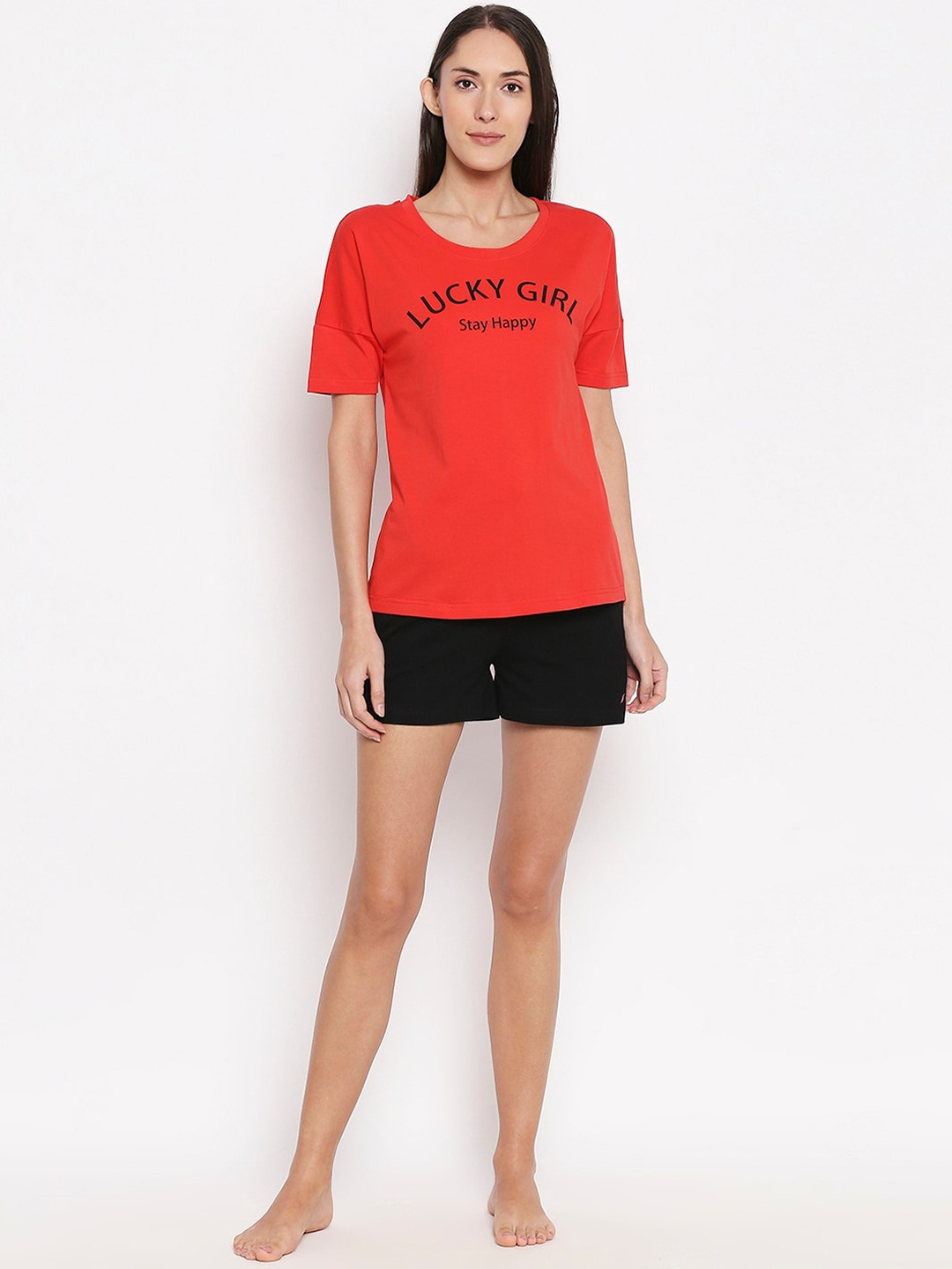 XIN Women Red & Black Night Suit ONO1131