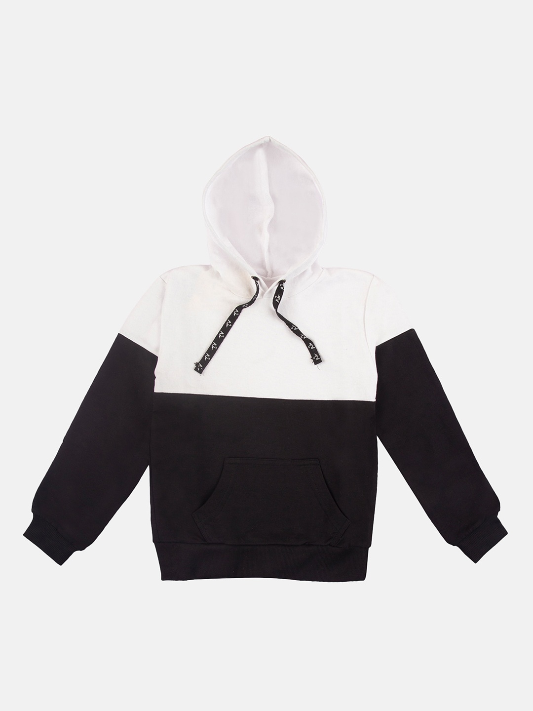NOT Unisex Kids White & Black Colourblocked Sweatshirt