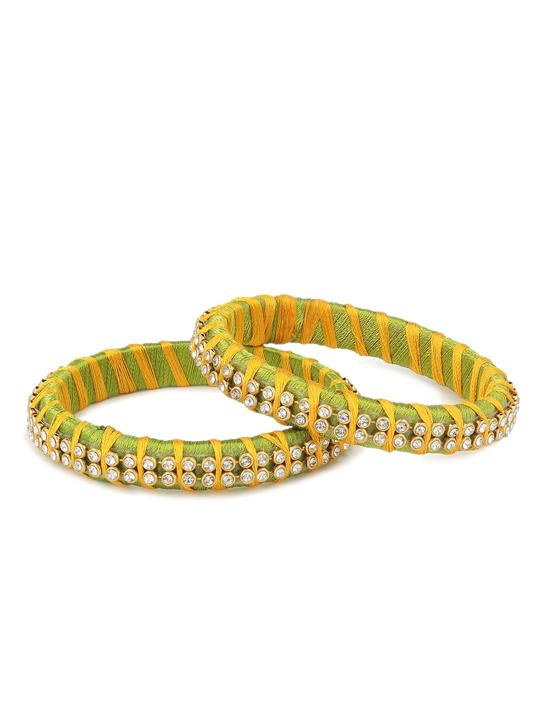 AKSHARA Girls Set Of 2 Green & Gold-Toned Stone-Studded Silk Thread Handcrafted Bangles
AKSHARA Girls Set Of 2 Green & Gold-Toned Stone-Studded Silk Thread Handcrafted Bangles