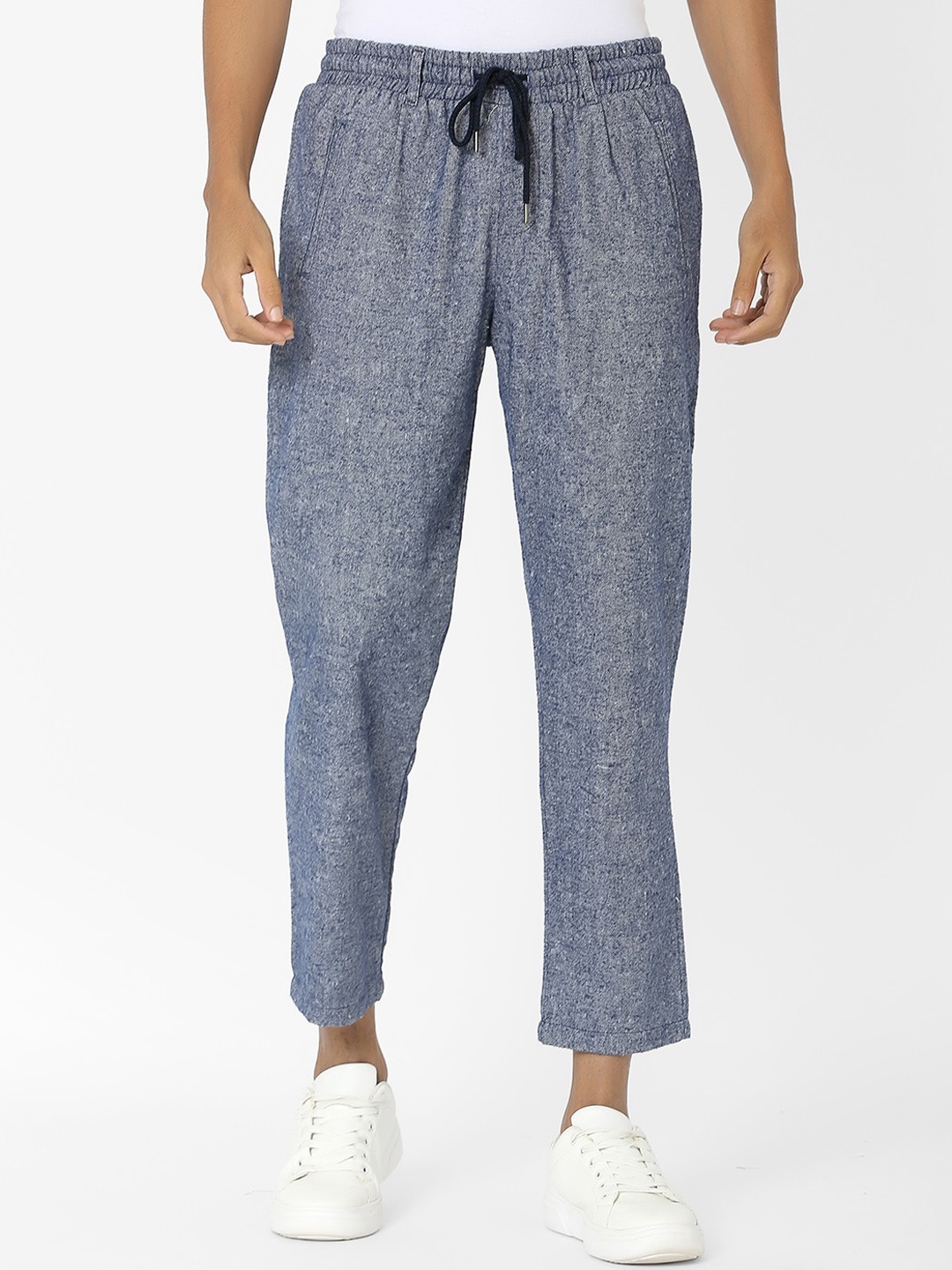 MARCA Disati Men Blue Regular Fit Solid Regular Trousers
