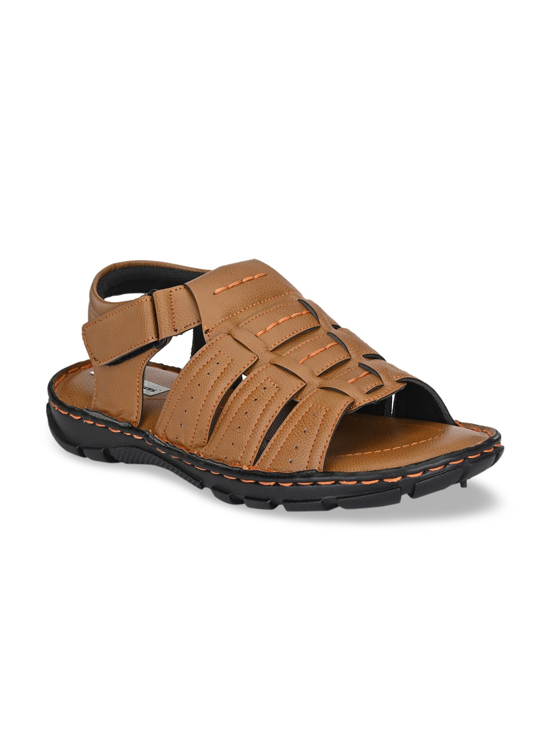 BUCIK Men Tan Brown Leather Fishermen Sandals