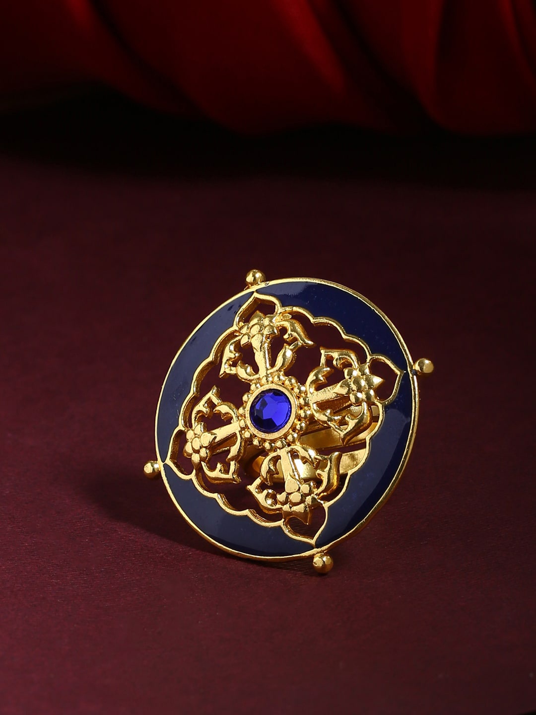 Voylla Gold-Plated Purple Enameled Finger Ring
