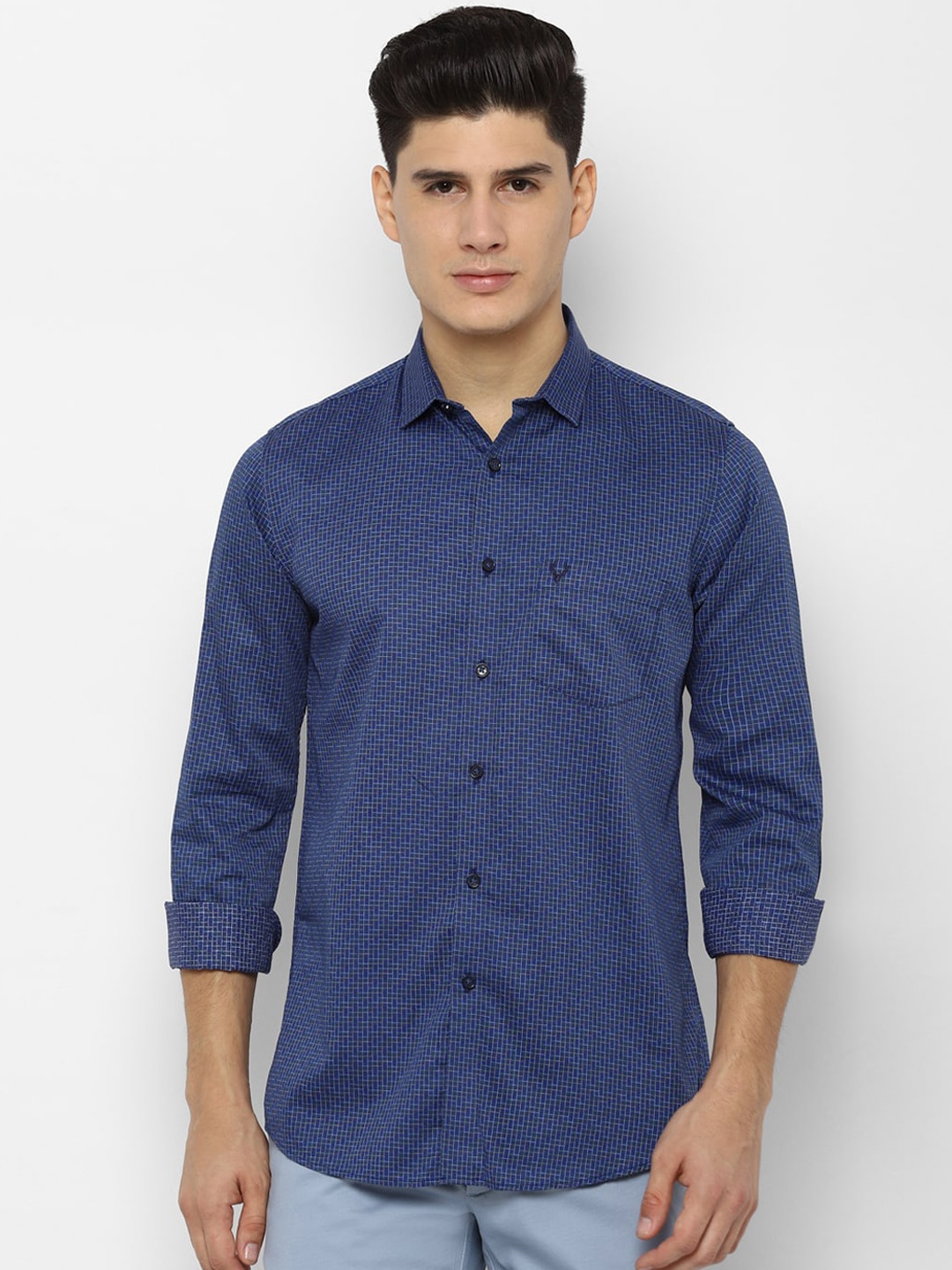 Allen Solly Men Blue Slim Fit Checked Casual Shirt