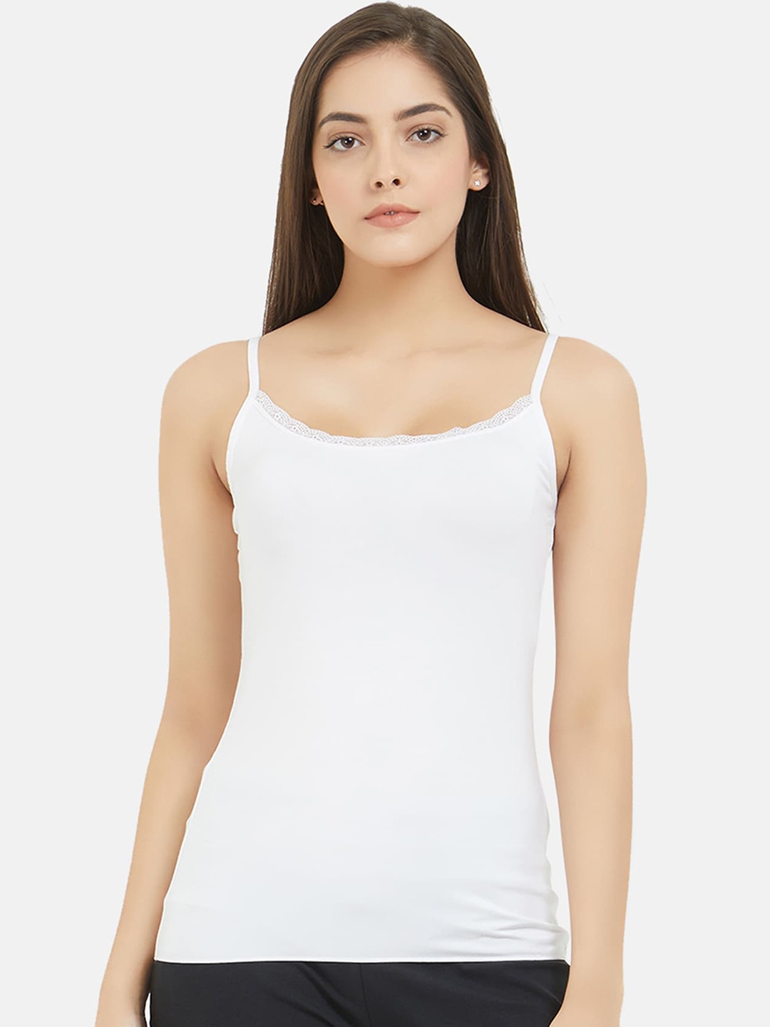Fruit of the loom Women White Solid Camisole-FCAS04-A1S2