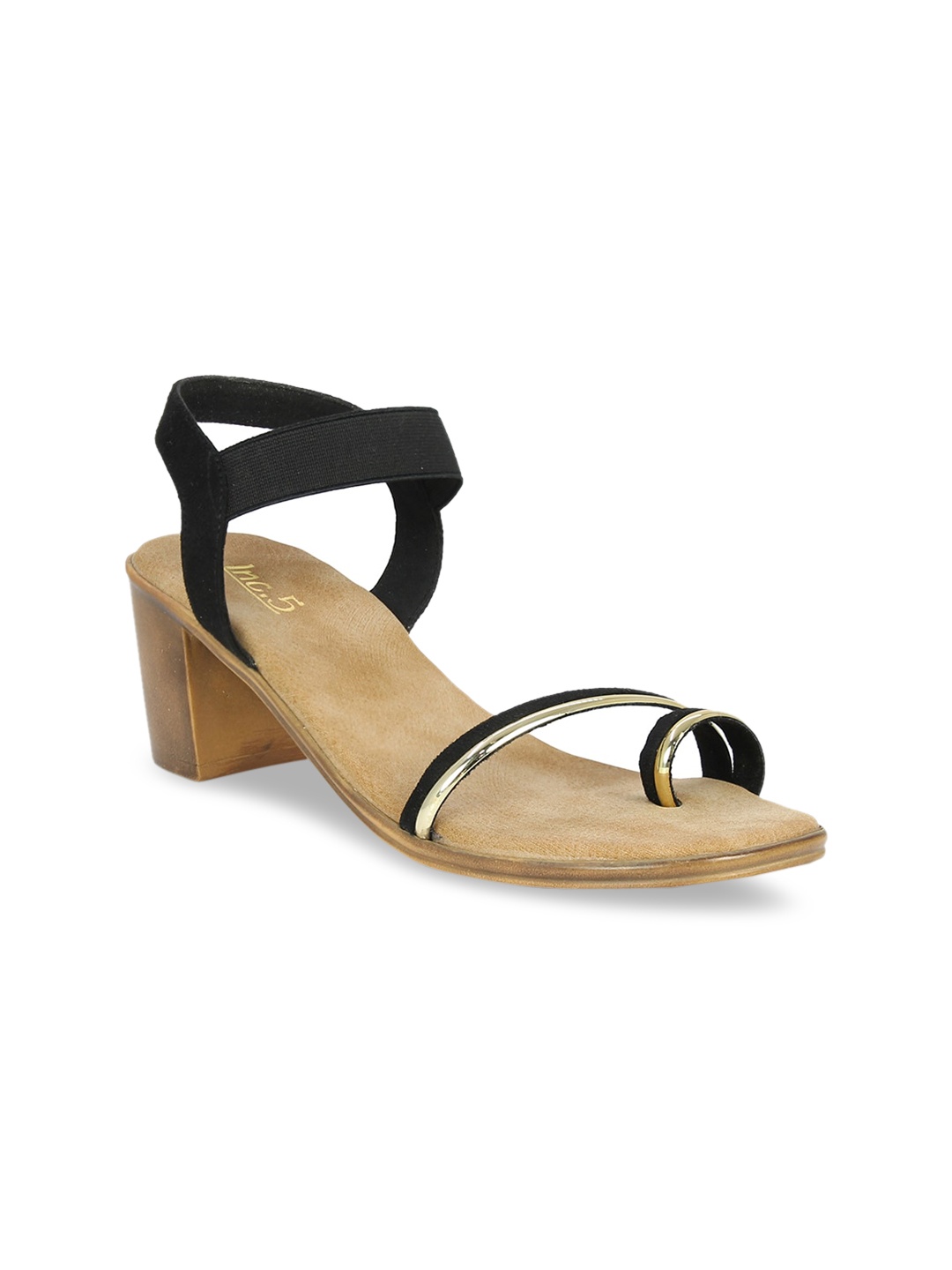 Inc 5 Women Black Striped Sandals