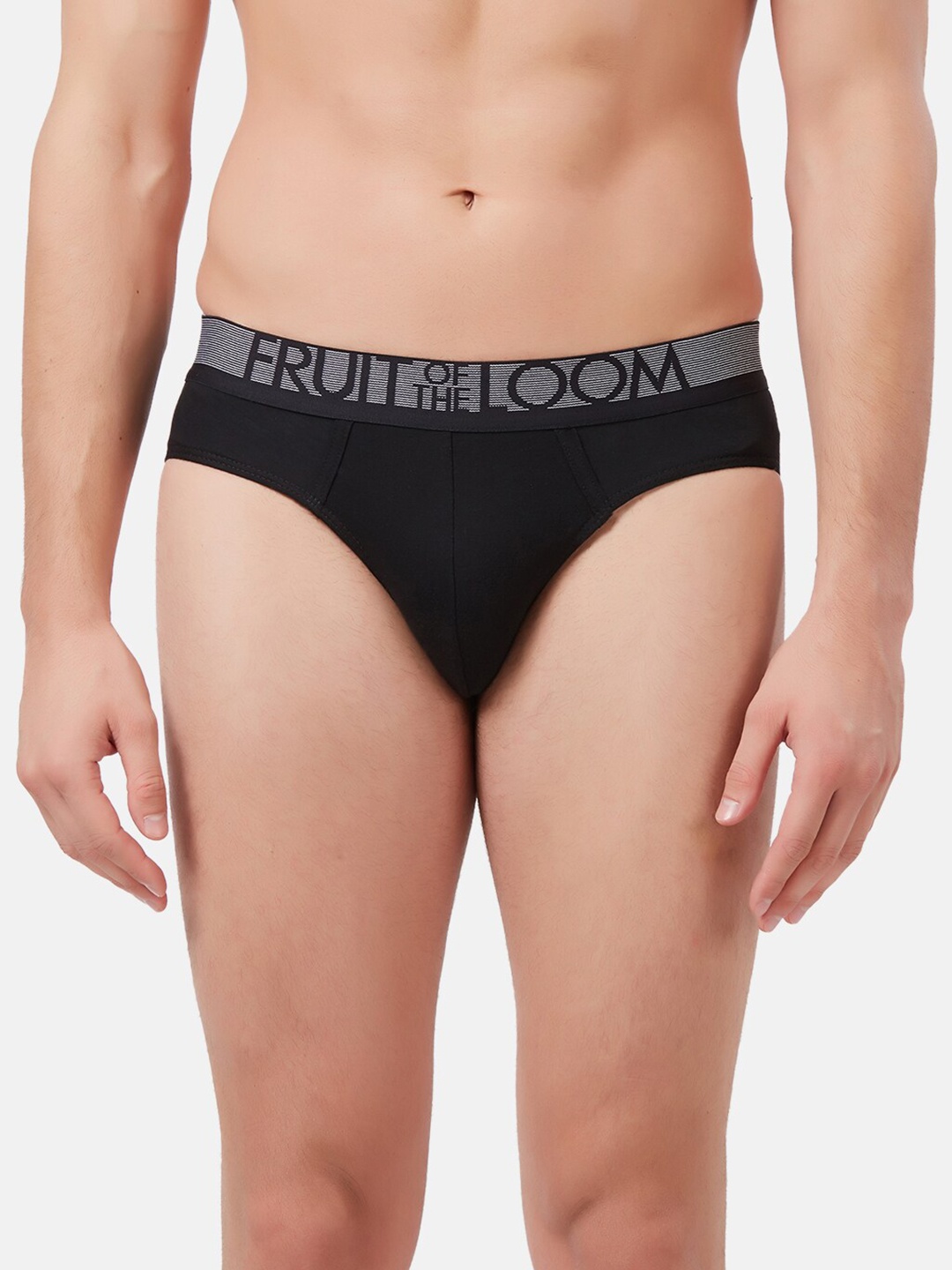 Fruit of the loom Men Black & Grey Solid Basic Briefs MHB08-A1S1