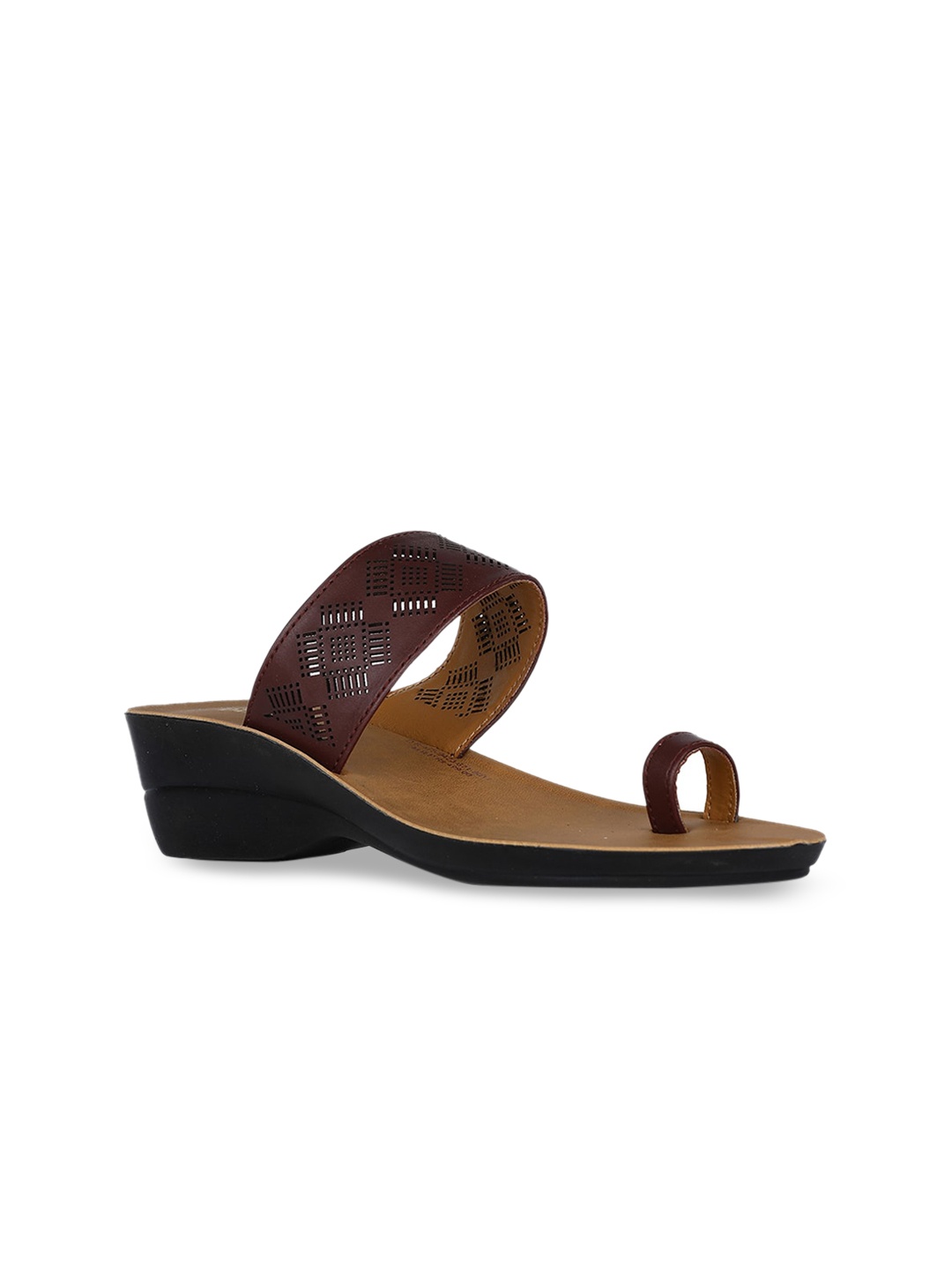 Bata Women Maroon Textured Heels
